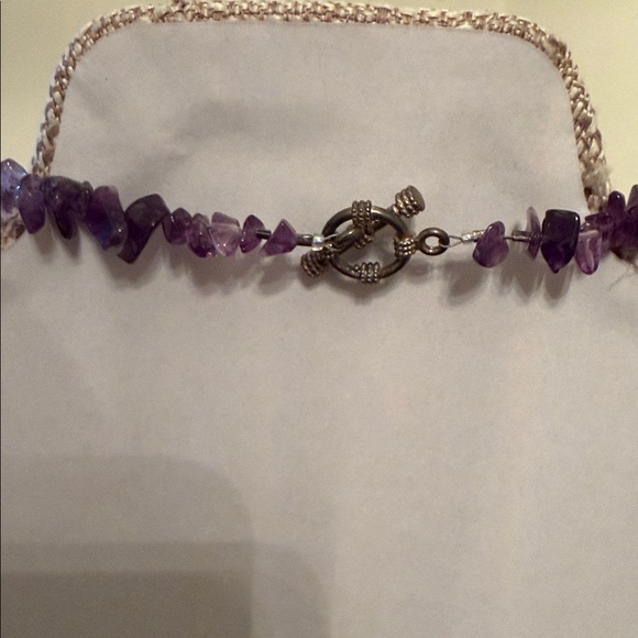 amethyst chip necklace with a crystal point pendant. - Picture 6 of 6
